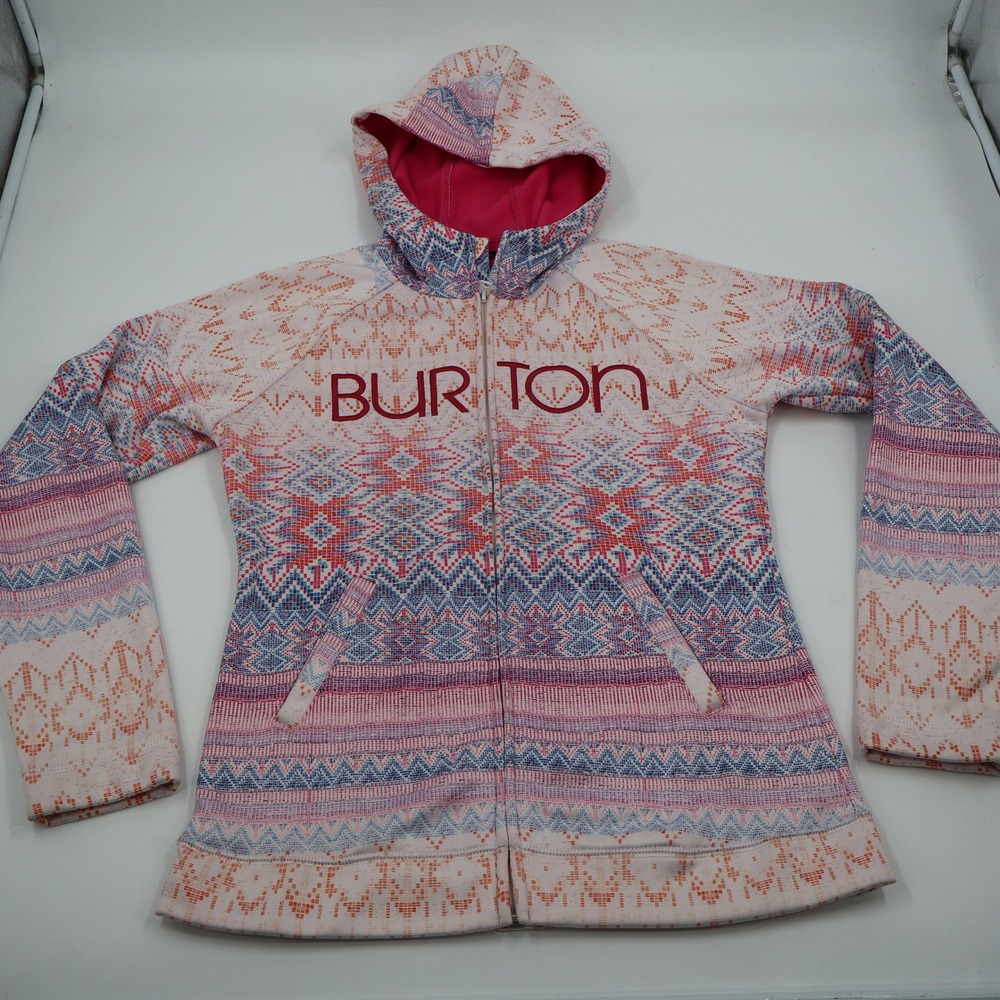 Burton Peak Hoodie Womens Large Multicolor Fair Isle Full Zip Fleece Jacket